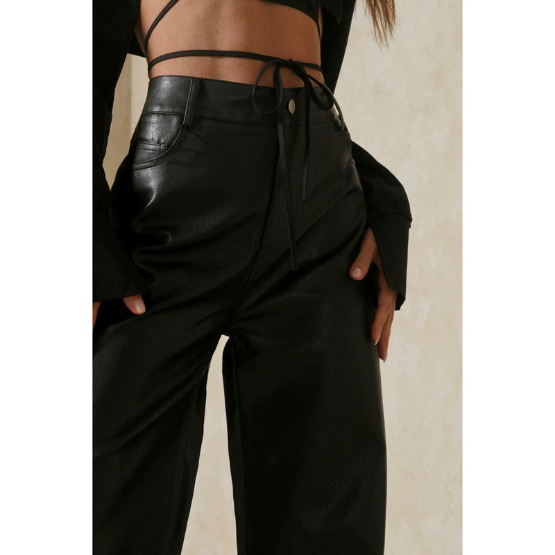 Seoul Noir Wide Leg Leather Trousers