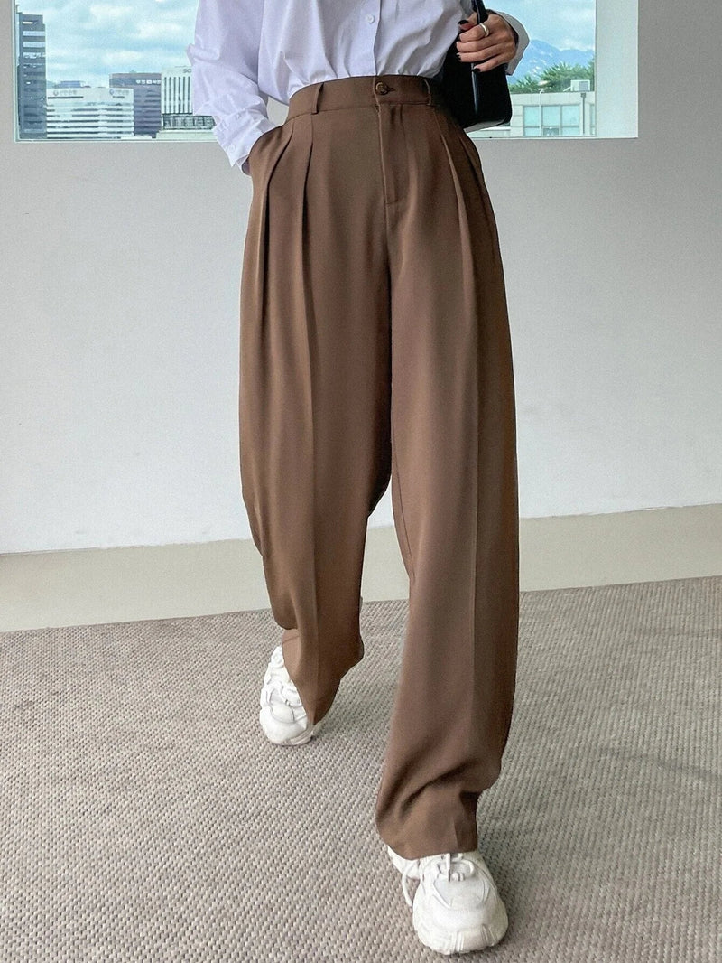 Front Pleat Wide Leg Trousers, Streets of Seoul