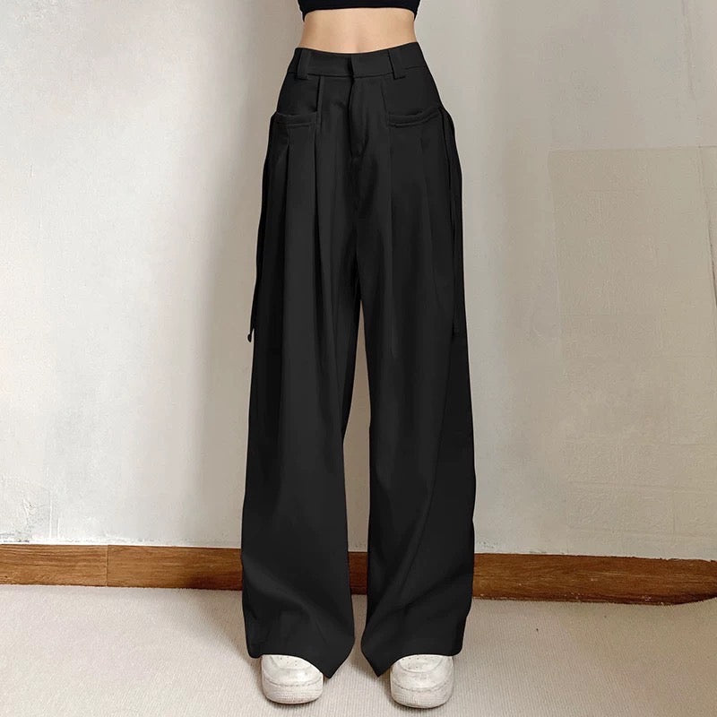 Korean Flowy Stringed Trousers