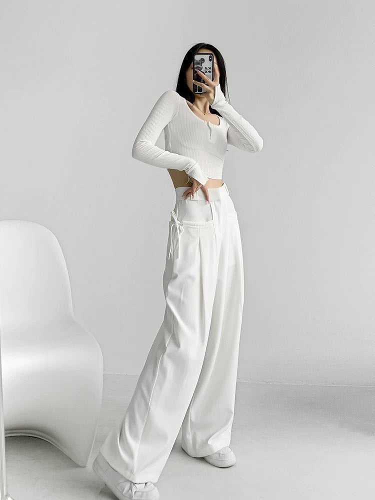 Korean Flowy Stringed Trousers