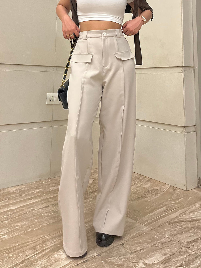 Elegant Seamed Flap Trousers