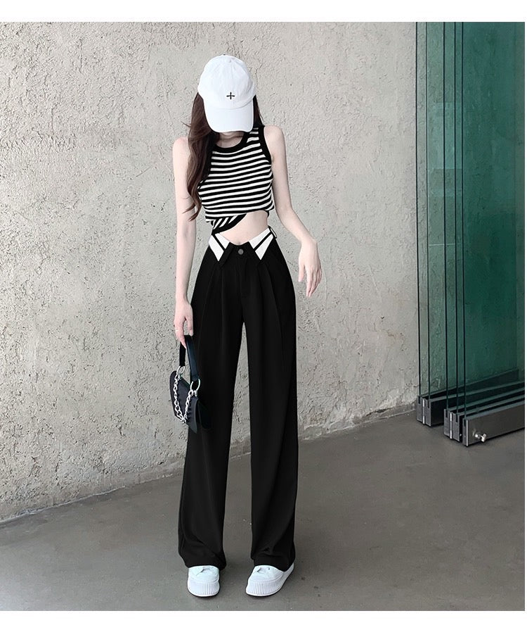 Seoul Chic Collared Belt Trousers