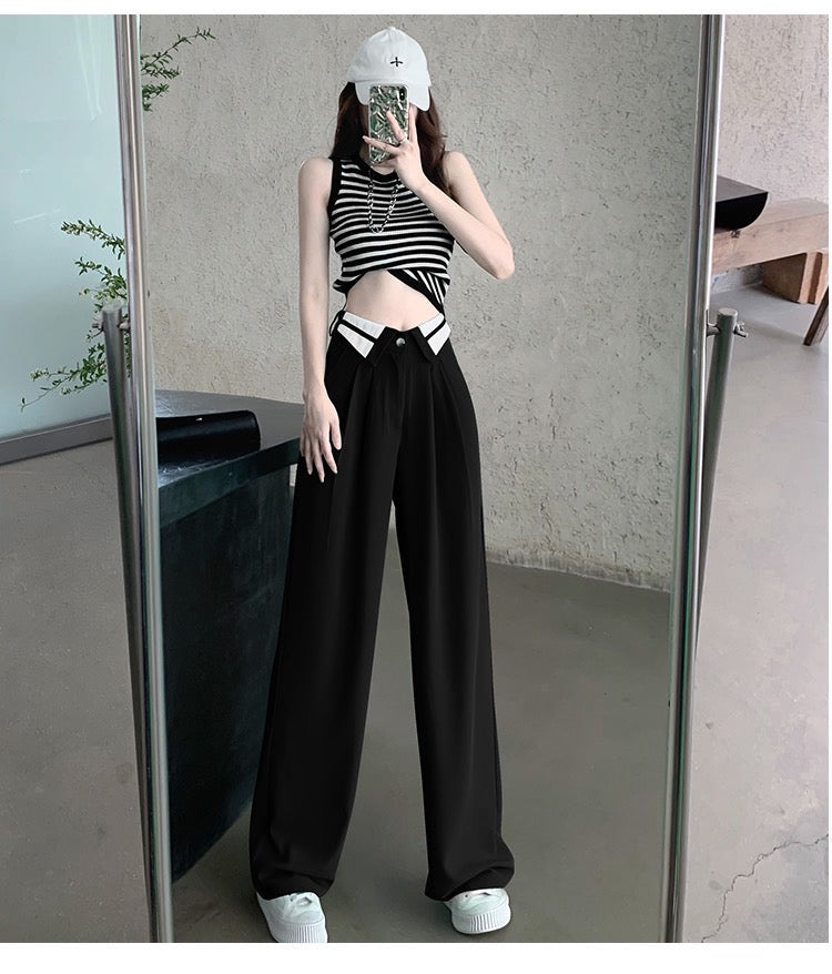 Seoul Chic Collared Belt Trousers