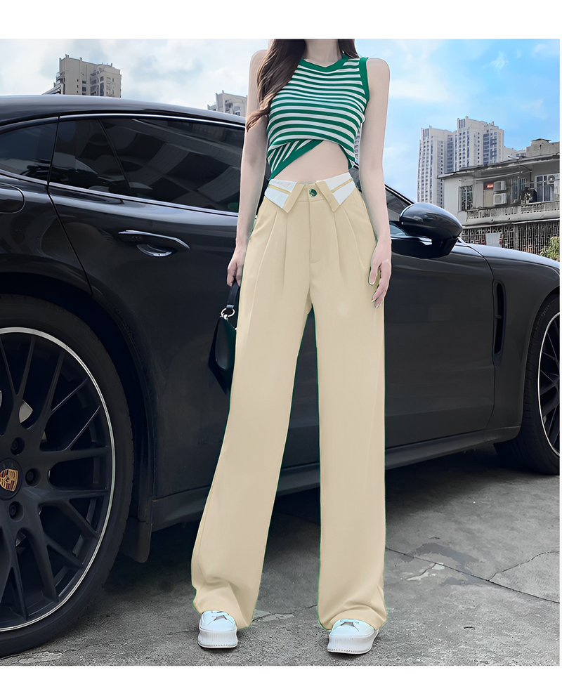 Seoul Chic Collared Belt Trousers