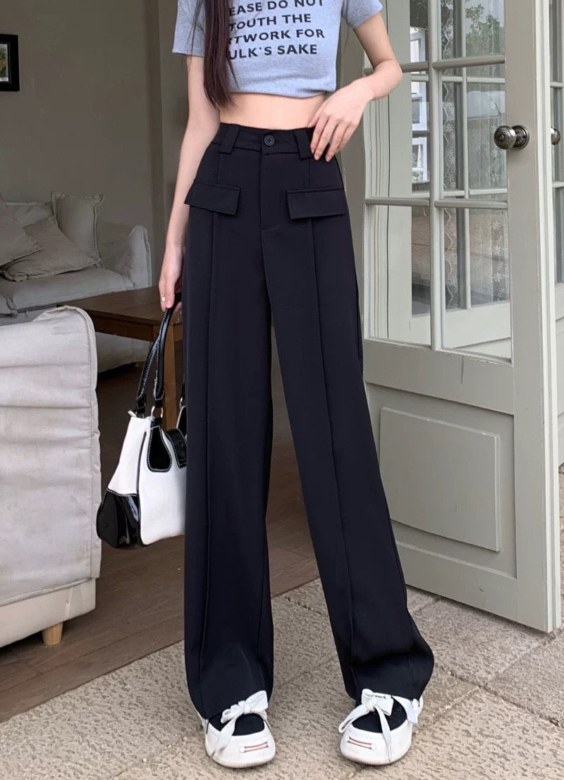 Elegant Seamed Flap Trousers