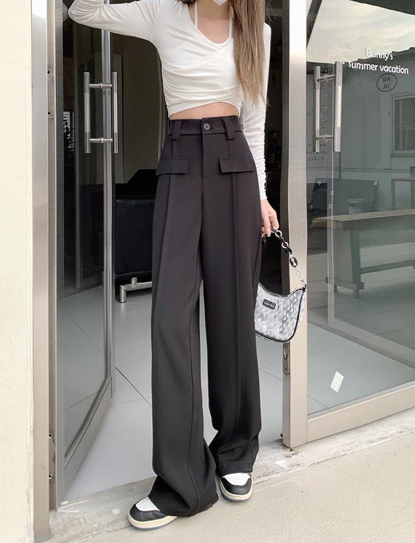 Elegant Seamed Flap Trousers