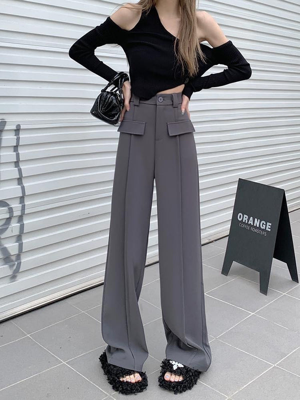 Elegant Seamed Flap Trousers