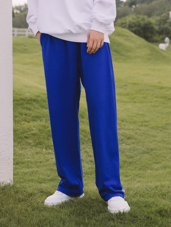 Royal Blue Korean Baggy Pants for Men