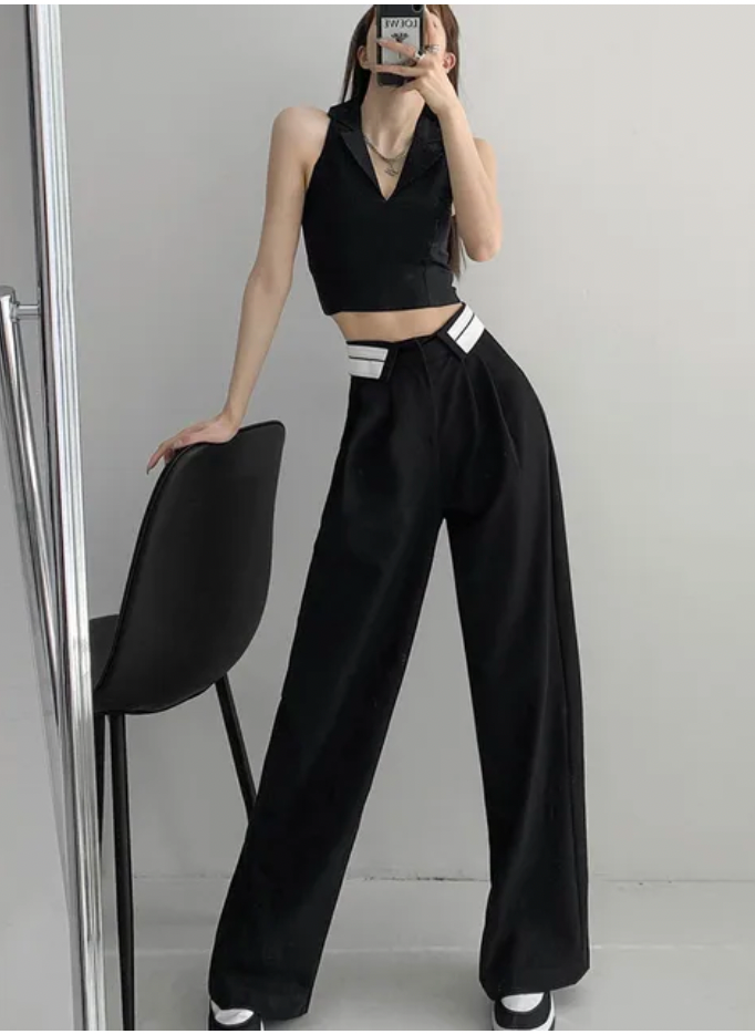 Seoul Chic Collared Belt Trousers