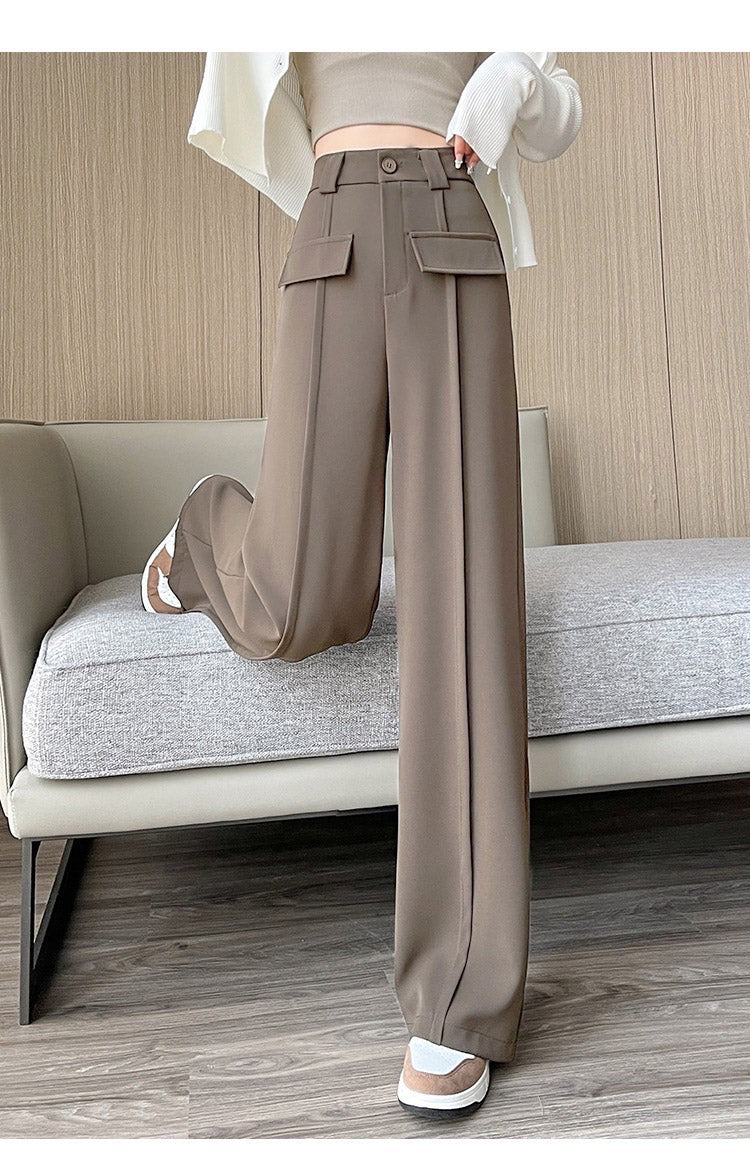 Elegant Seamed Flap Trousers