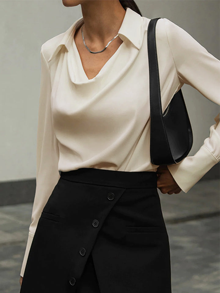 Urban Elegance Korean Cowl Neck Blouse