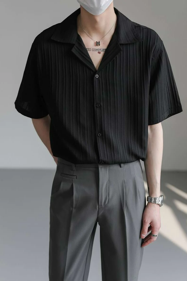 Seoul Stripe Lapel Men Shirt