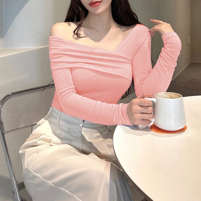 Seoul Style Overlapping Off Shoulder Top