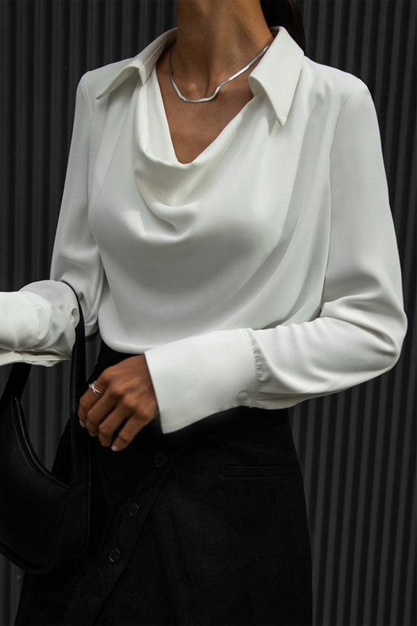 Urban Elegance Korean Cowl Neck Blouse